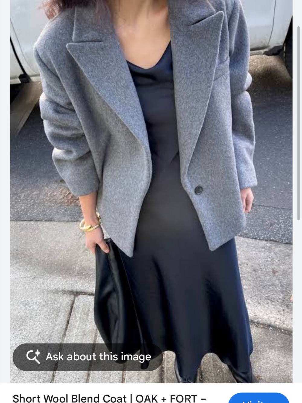 OAK + FORT Gray Wool-Blend Short Coat